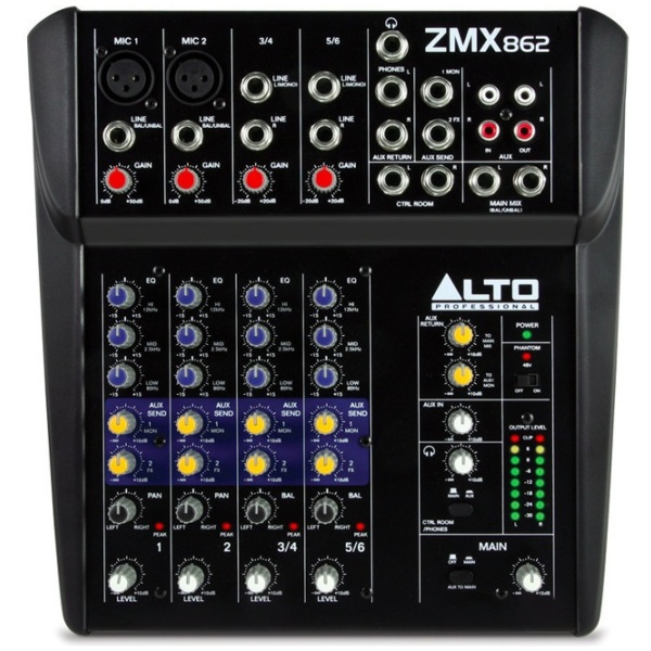Mixer Alto Zmx862 Compacta De 6 Canales